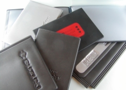 Car registration booklet and documents holder made of hf impressed and silk-screen printed PVC
