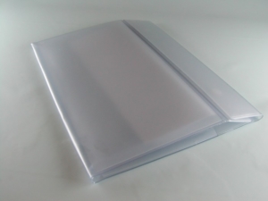 Folder with folding sides in hf welded PVC
