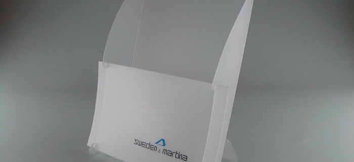 Leaflet and folding holder in die-cut PPL, customizable